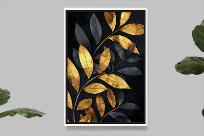 Elegant design featuring black and gold leaves