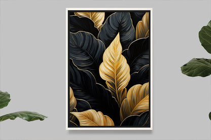 Elegant design of golden and black leaves