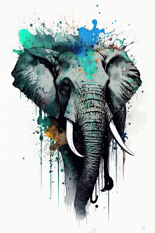 Elephant - Splash Paint - Artwork