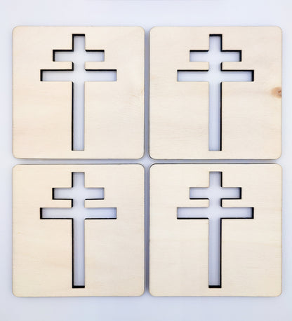 Set of 4 coasters Cross of Lorraine II