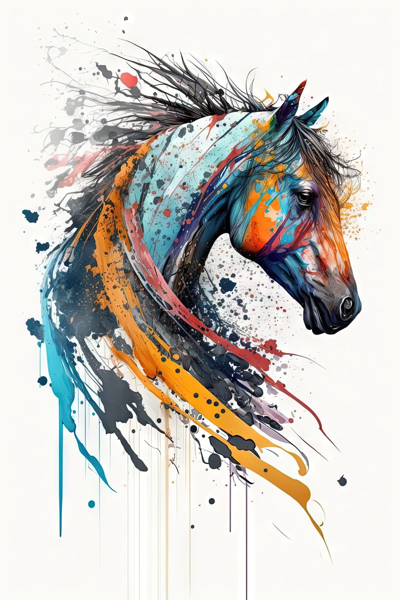 Horse I - Splash Paint - Artwork