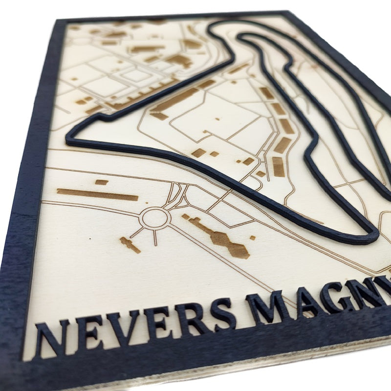 Carte en bois 3D du circuit de Nevers Magny-Cours en France