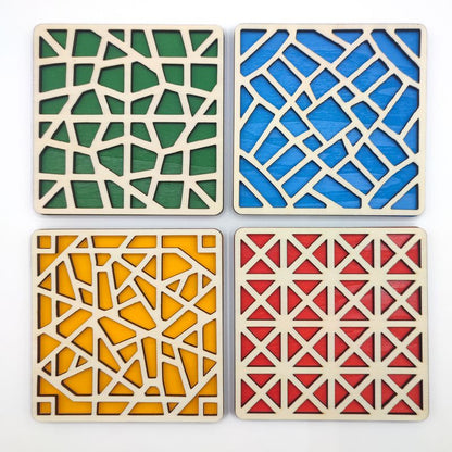 Set of 4 colorful geometric coasters