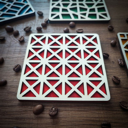 Set of 4 colorful geometric coasters