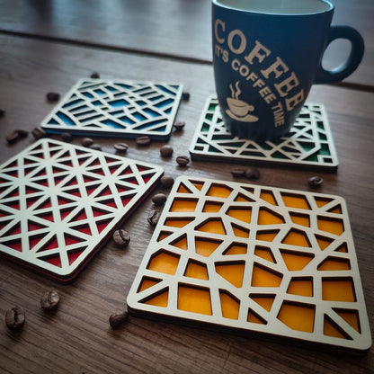 Set of 4 colorful geometric coasters