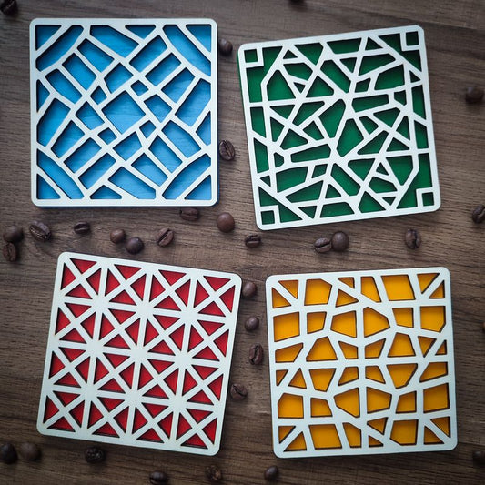 Set de 4 sous verres géométriques colorés