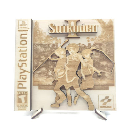 Suikoden II - Decorative PS1 Wooden Cartridge