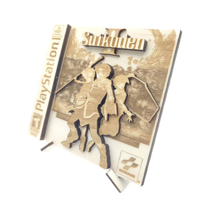 Suikoden II - Decorative PS1 Wooden Cartridge