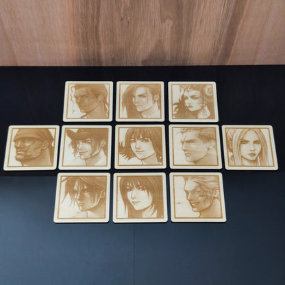 Set de 11 sous verres Final Fantasy 8 en bois