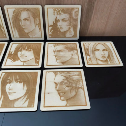 Set de 11 sous verres Final Fantasy 8 en bois