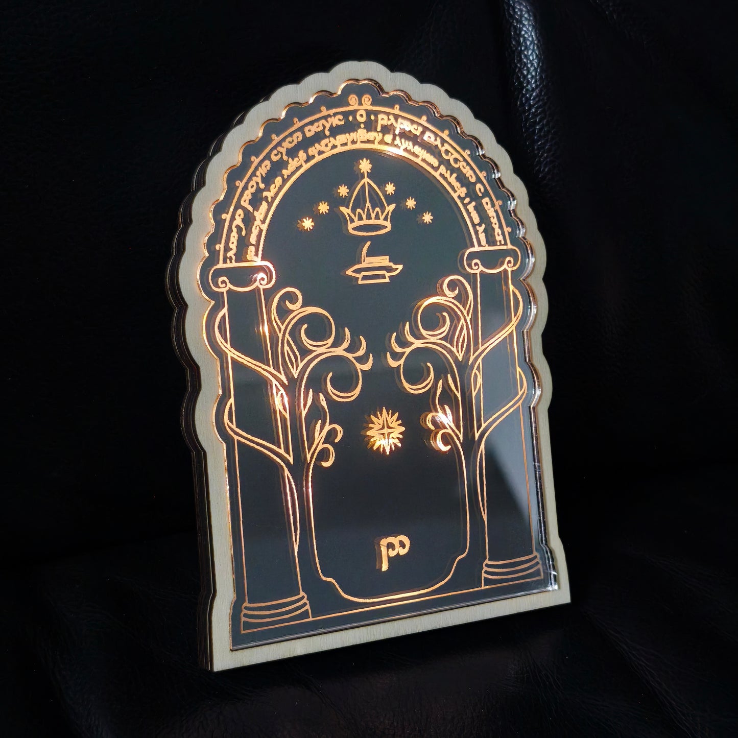 Miroir gravé Porte de Durin Moria lumineux – Seigneur des Anneaux