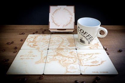 Set of 6 Lord of the Rings coasters - Map of Middle-earth