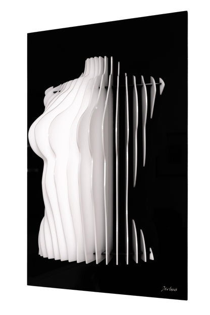 Emma - Sculpture en plexiglass blanc – Art mural buste de femme