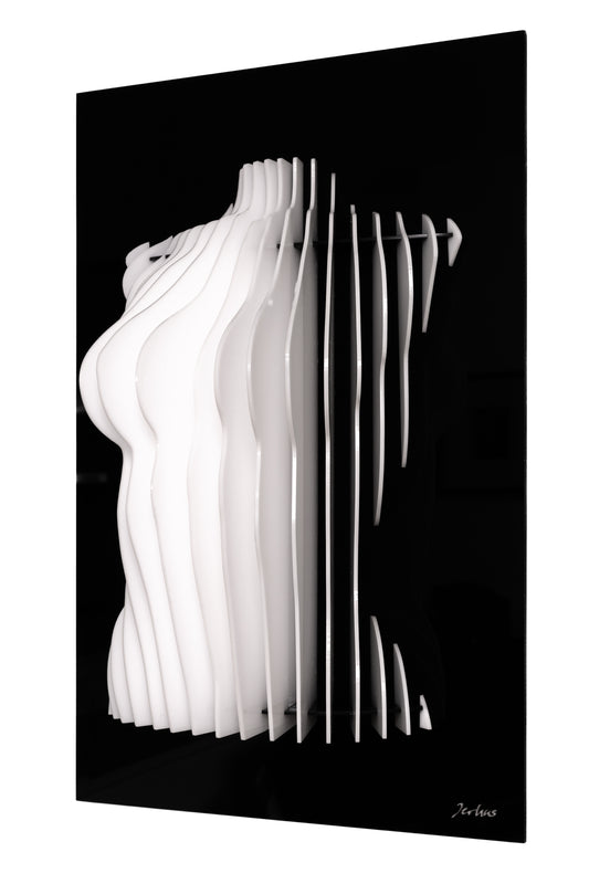 Emma - Sculpture en plexiglass blanc – Art mural buste de femme