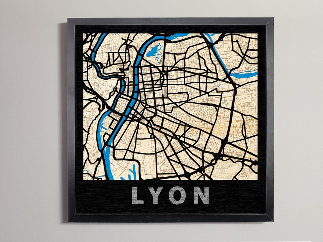 Lyon - Carte en bois