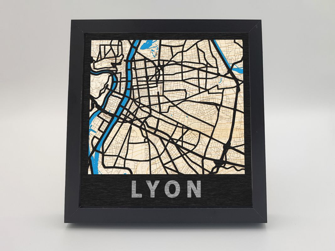 Lyon - Carte en bois