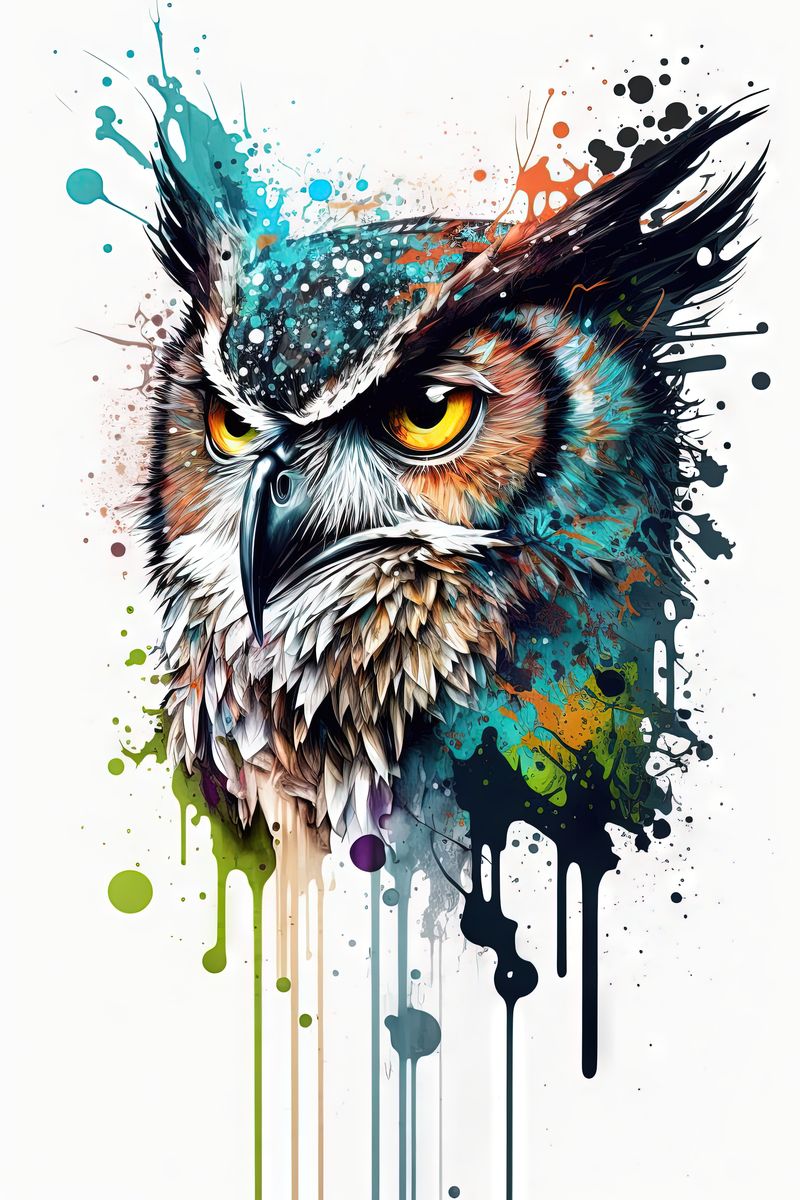 Owl I - Splash Paint - Artwork