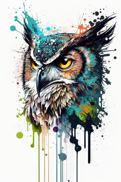 Owl I - Splash Paint - Artwork