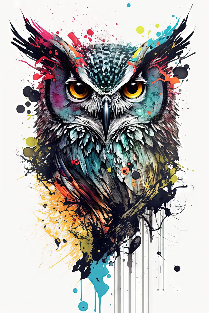 Owl II - Splash Paint - Artwork