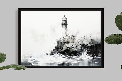 Lighthouse in the storm - I - Seascape