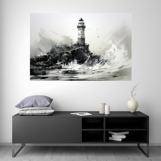 Lighthouse in the storm - I - Seascape