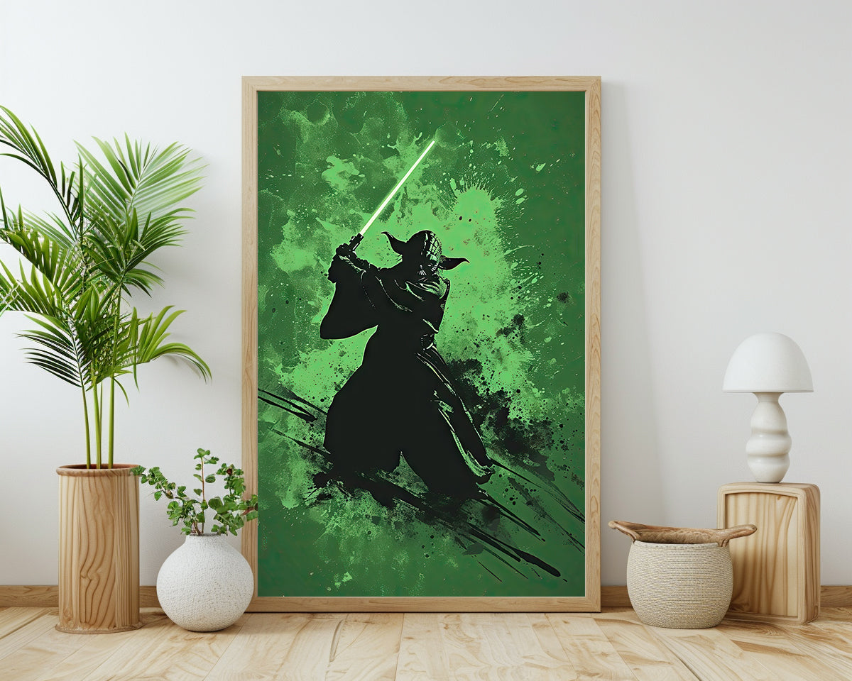 Yoda - Silhouette Verte Minimaliste