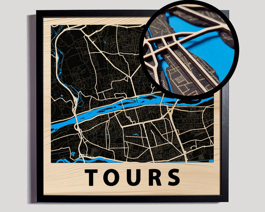 Tours - Carte en bois