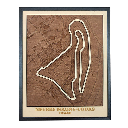 Carte en bois du circuit de Nevers Magny-Cours en France - 40x50cm