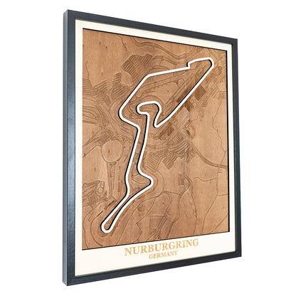 Wooden map of the Nurburgring circuit in Germany