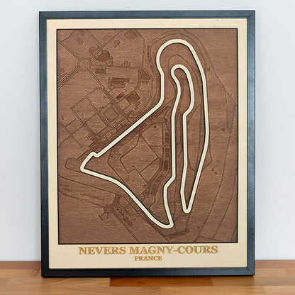 Wooden map of the Nevers Magny-Cours circuit in France