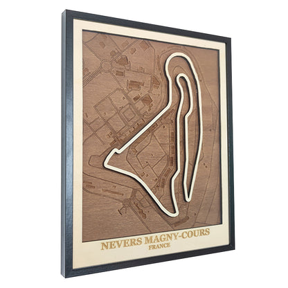 Wooden map of the Nevers Magny-Cours circuit in France