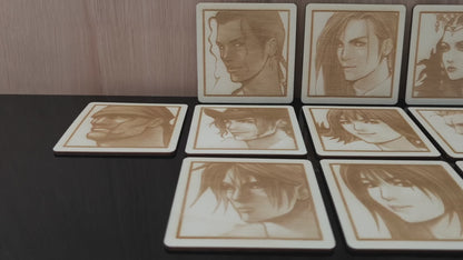 Set de 11 sous verres Final Fantasy 8 en bois