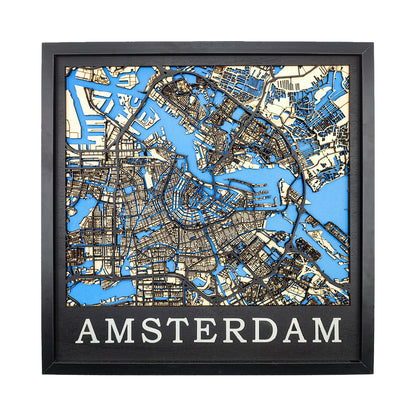 Amsterdam - Carte en bois