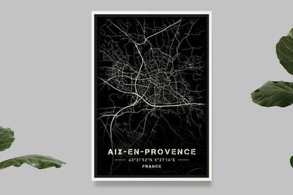 Aix-en-Provence - Black and White Map