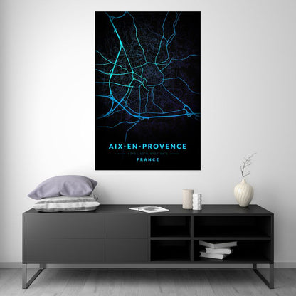 Aix-en-Provence - Blue Neon Map