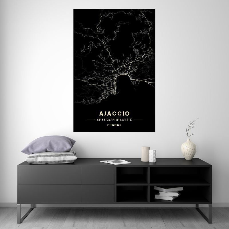 Ajaccio - Black and White Map