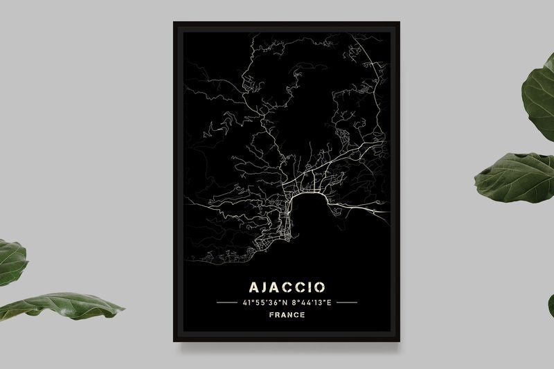 Ajaccio - Carte Noir et Blanc