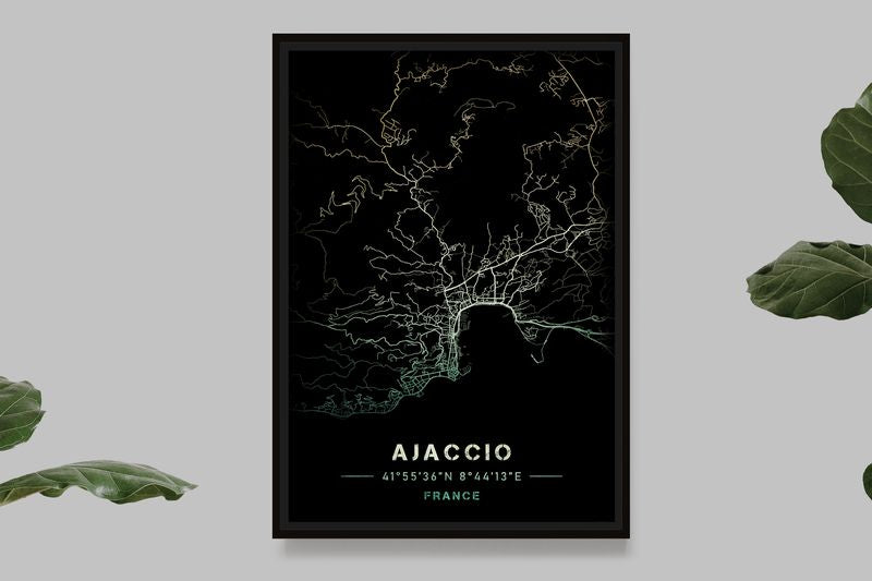 Ajaccio - Yellow and Green Map
