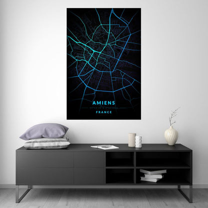 Amiens - Blue Neon Map