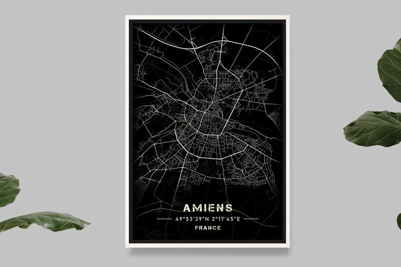 Amiens - Black and White Map