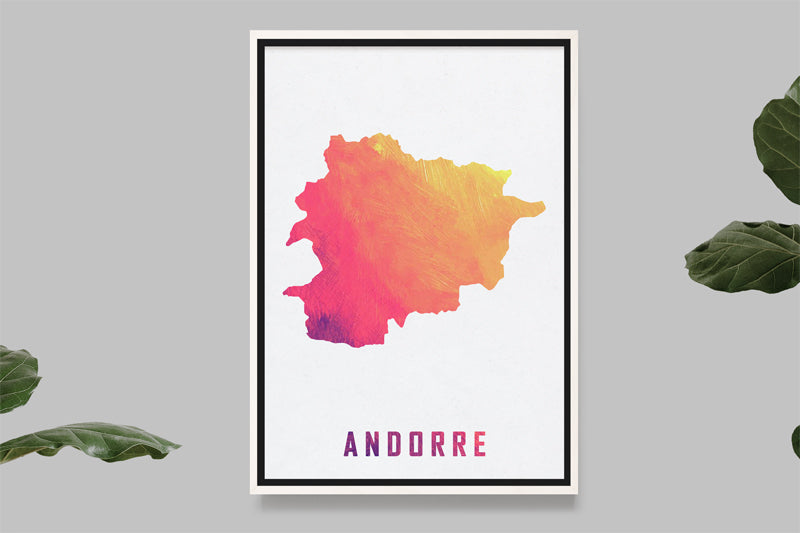 Andorre - Carte Aquarelle