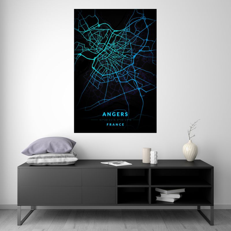 Angers - Carte Neon Bleu
