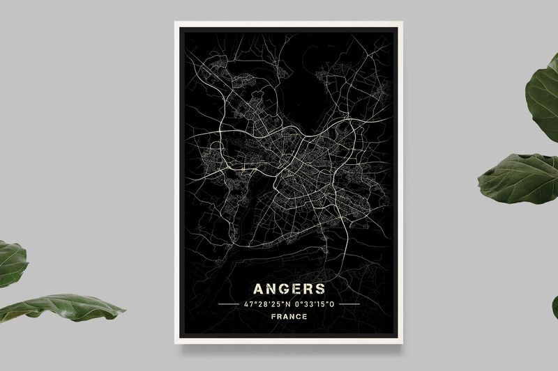 Angers - Black and White Map