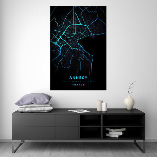 Annecy - Carte Neon Bleu