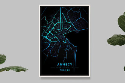 Annecy - Blue Neon Map