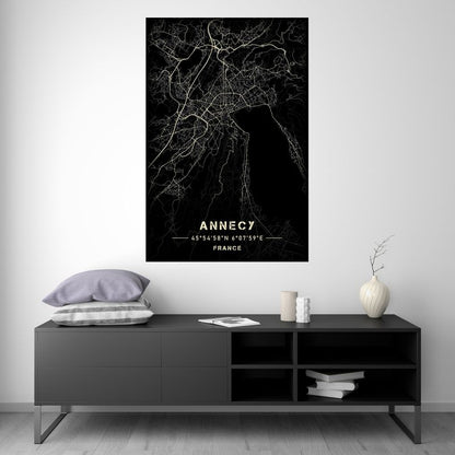 Annecy - Black and White Map