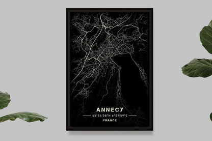 Annecy - Black and White Map