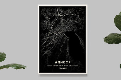 Annecy - Black and White Map