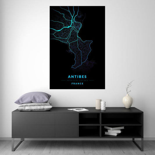 Antibes - Carte Neon Bleu