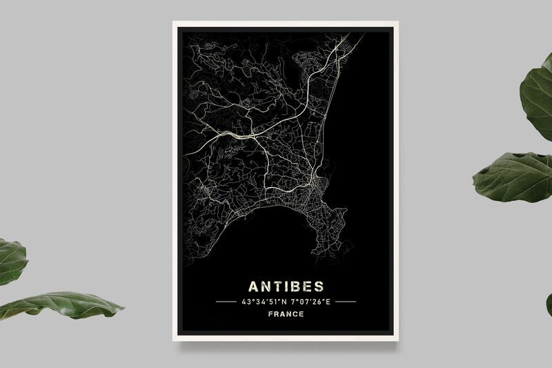 Antibes - Black and White Map